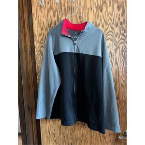 Land’s End Black & Grey Full Zip Long Sleeve Top Mens Size 2X